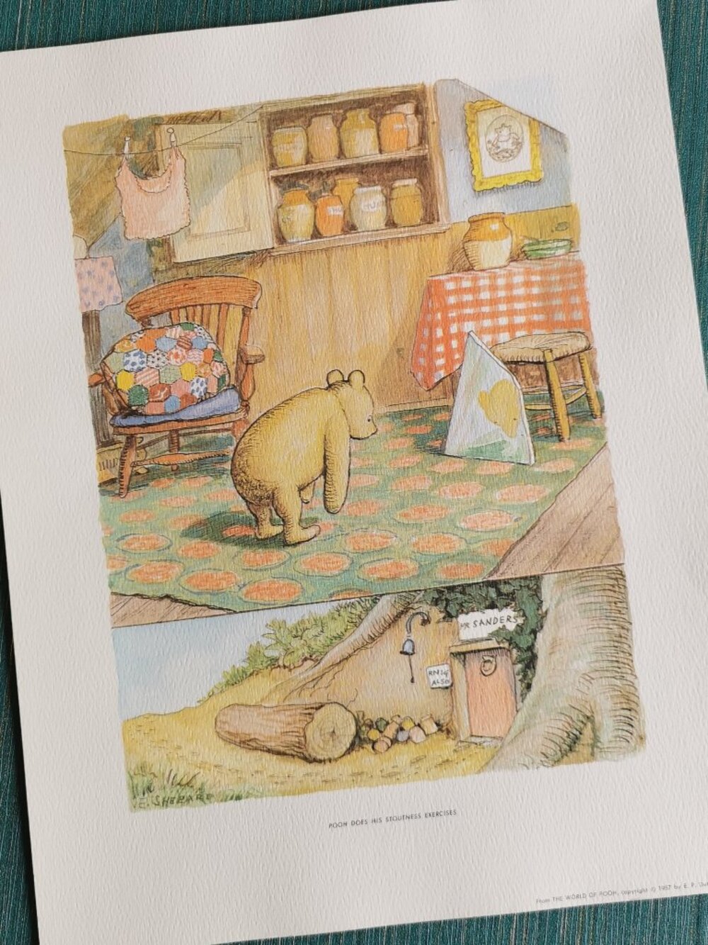 Winnie the Pooh 11x14 Art Print Stretches Daily Exercises Nursery Decor Kids